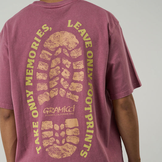 Gramicci Pigment Dyed Footprints Tee - Red Pigment