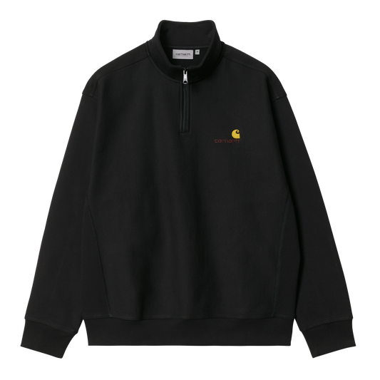 Carhartt WIP Half Zip American Script Sweat - Black