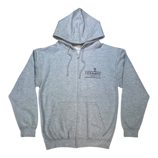 Forw4rd Meggies Mono Crest Zip Hoody - Heather Grey