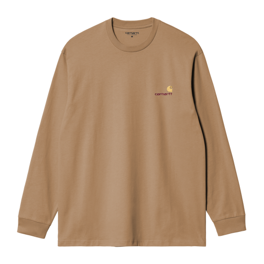 Carhartt WIP L/S American Script T-Shirt - Peanut