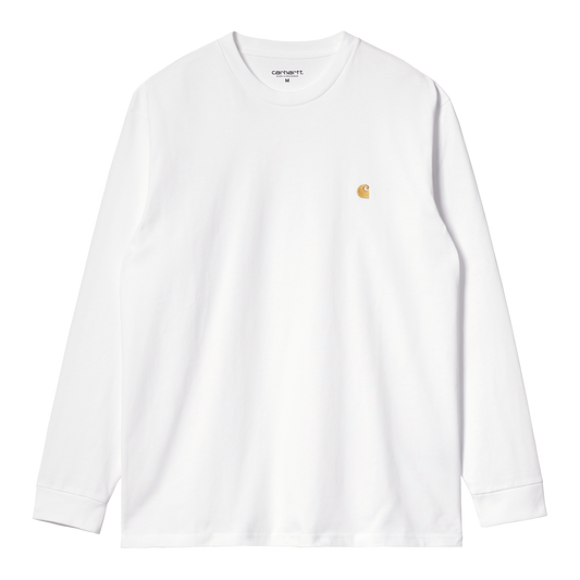 Carhartt WIP L/S Chase T-Shirt - White / Gold