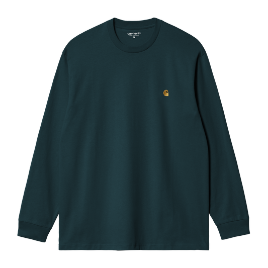 Carhartt WIP L/S Chase T-Shirt - Duck Blue / Gold