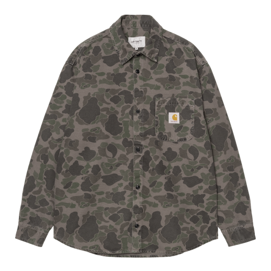 Carhartt WIP Duck Shirt Jacket - Camo Duck Green / Porphyry - Garment Dyed