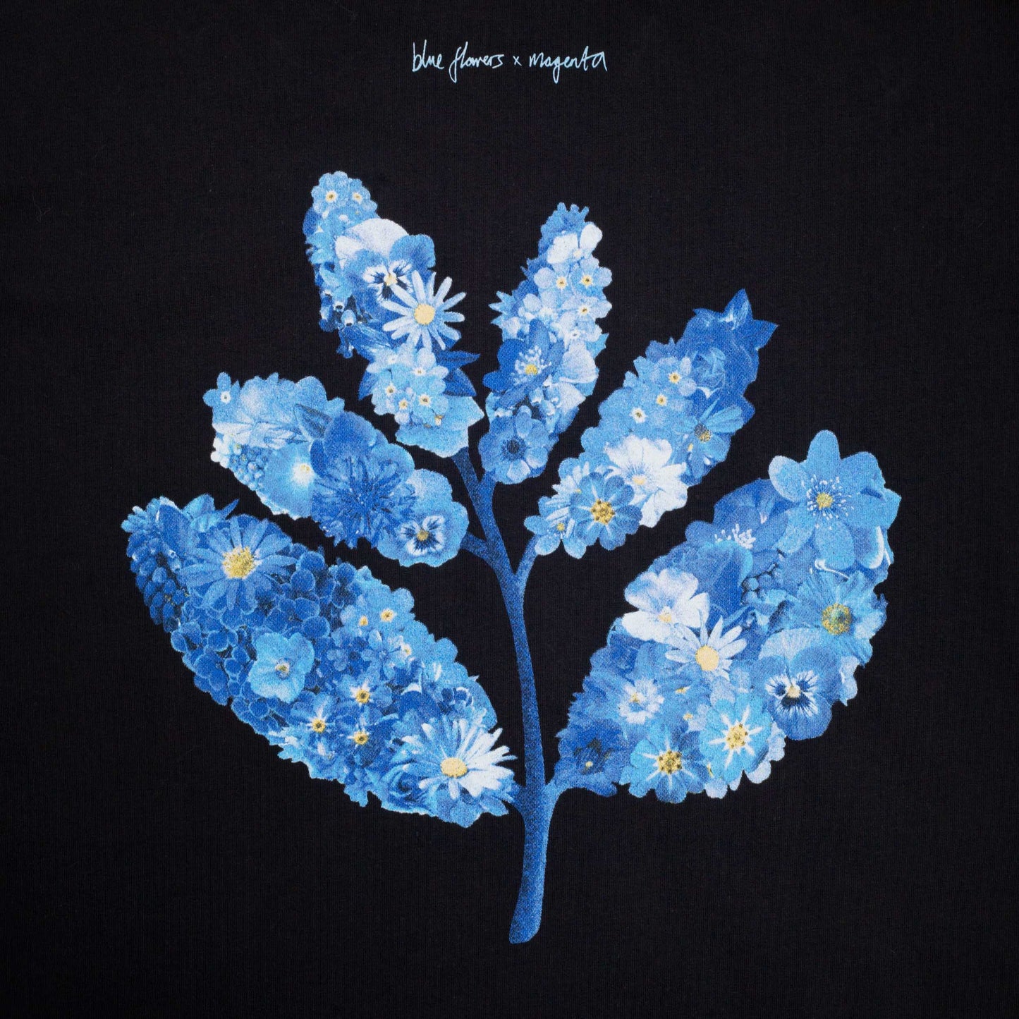 Blue Flowers x Magenta T-Shirt - Black