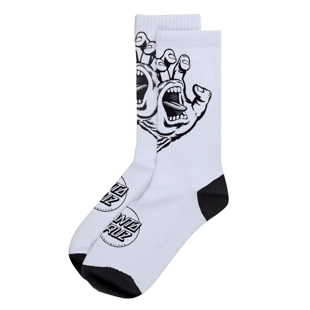Santa Cruz Screaming Hand Mono Socks - White