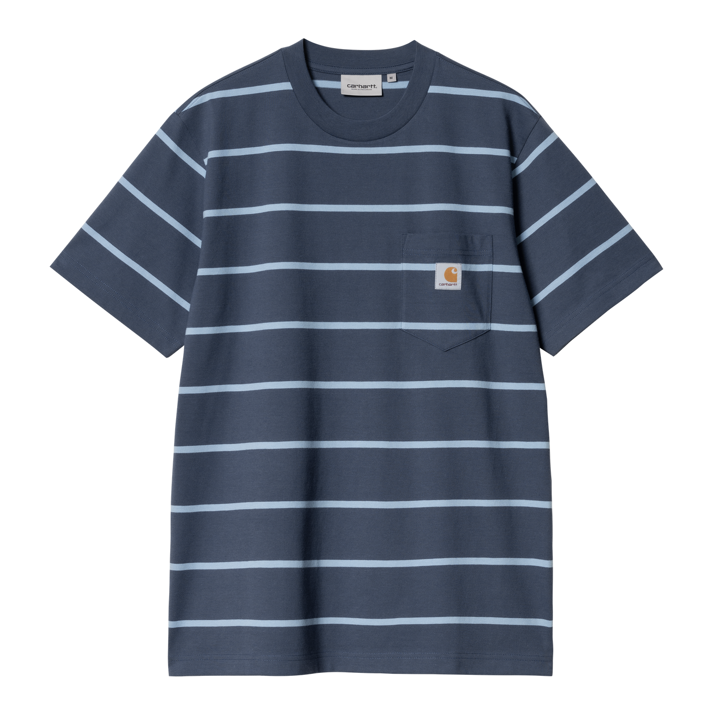 Carhartt WIP S/S Aiken Pocket T-Shirt - Aiken Stripe - Dusky Blue