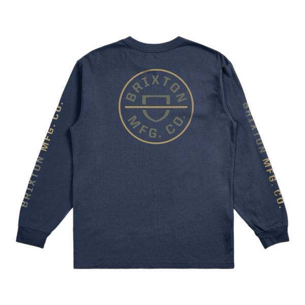 Brixton - Crest L/S Tee - Washed Navy / Olive Surplus / Antelope