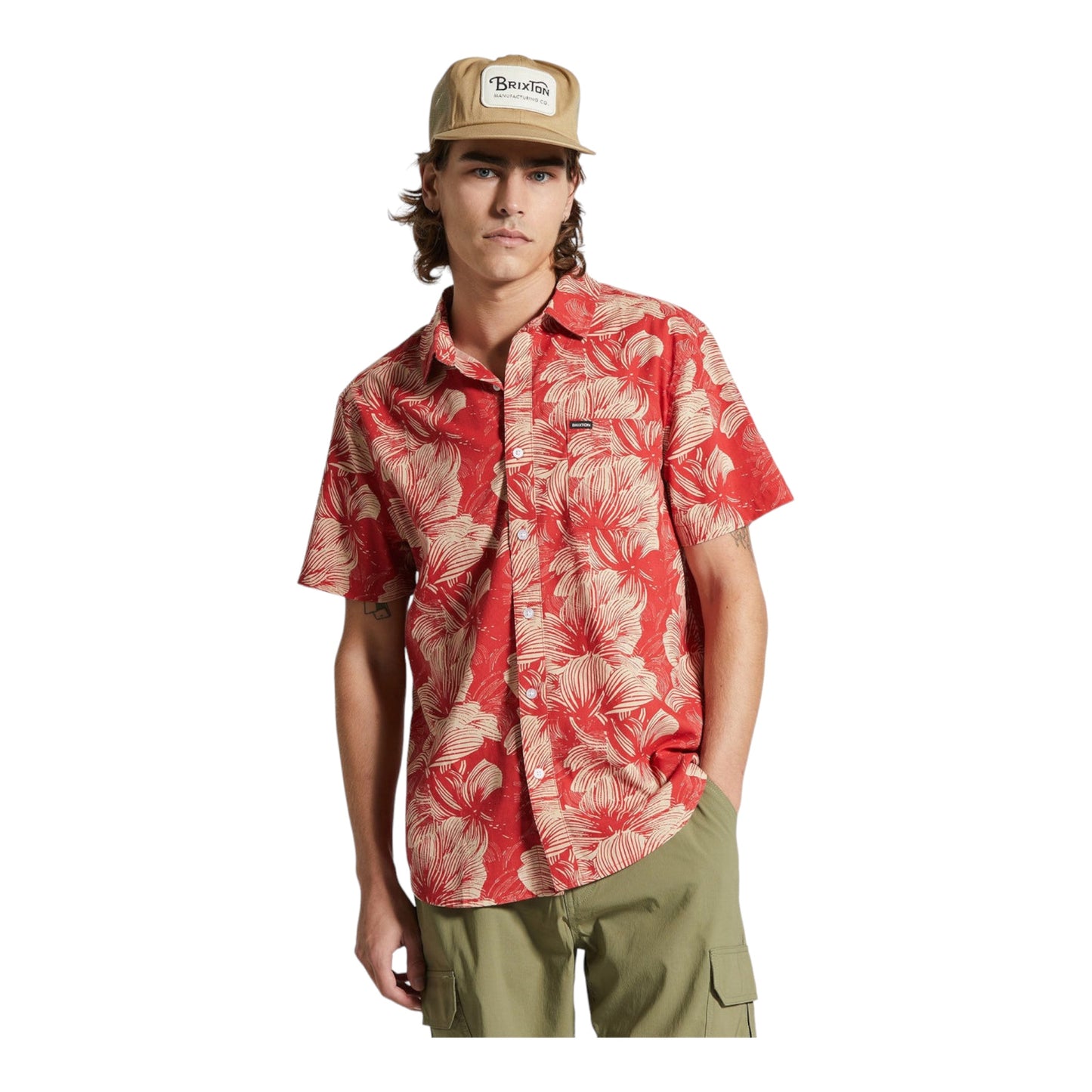 Brixton - Charter Print S/S Shirt - Casa Red / Oatmilk Floral