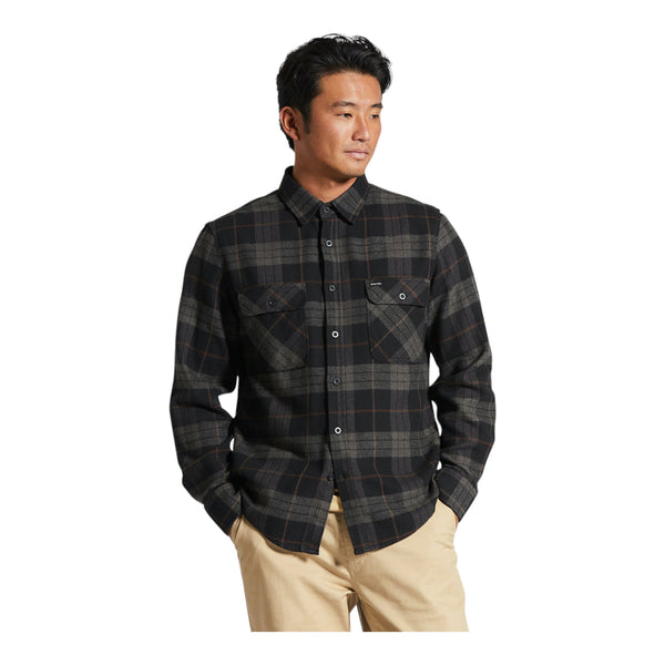 Brixton - Bowery L/S Flannel - Black / Charcoal