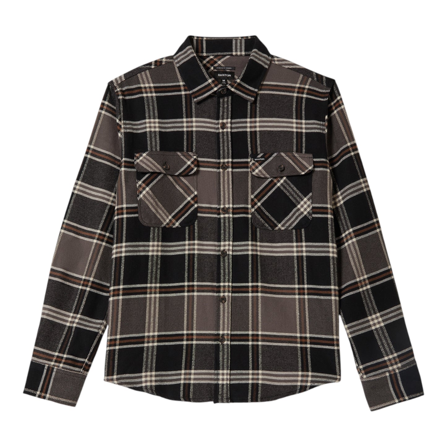 Brixton - Bowery L/S Flannel - Black / Charcoal / Pinecone