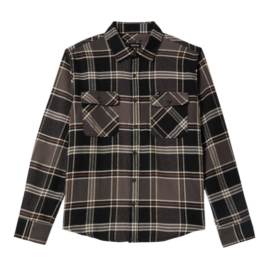 Brixton - Bowery L/S Flannel - Black / Charcoal / Pinecone