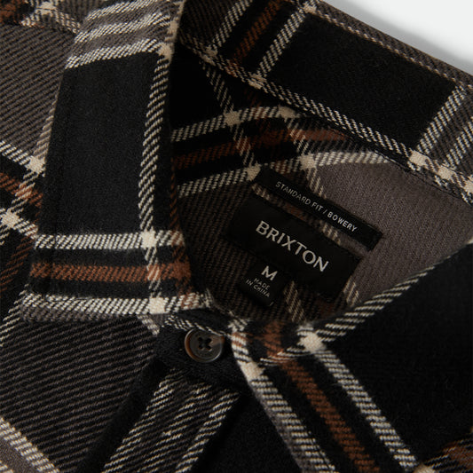 Brixton - Bowery L/S Flannel - Black / Charcoal / Pinecone