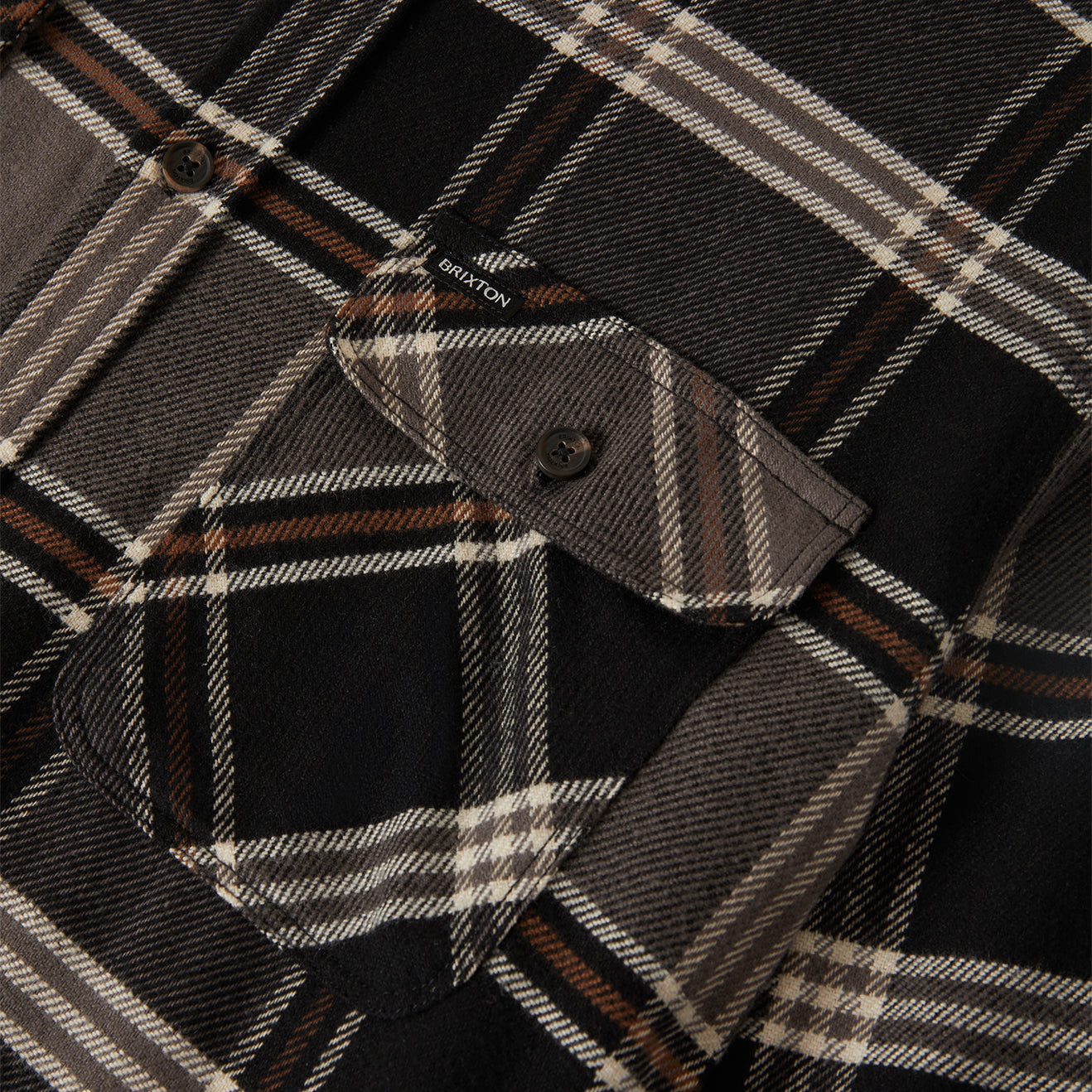 Brixton - Bowery L/S Flannel - Black / Charcoal / Pinecone