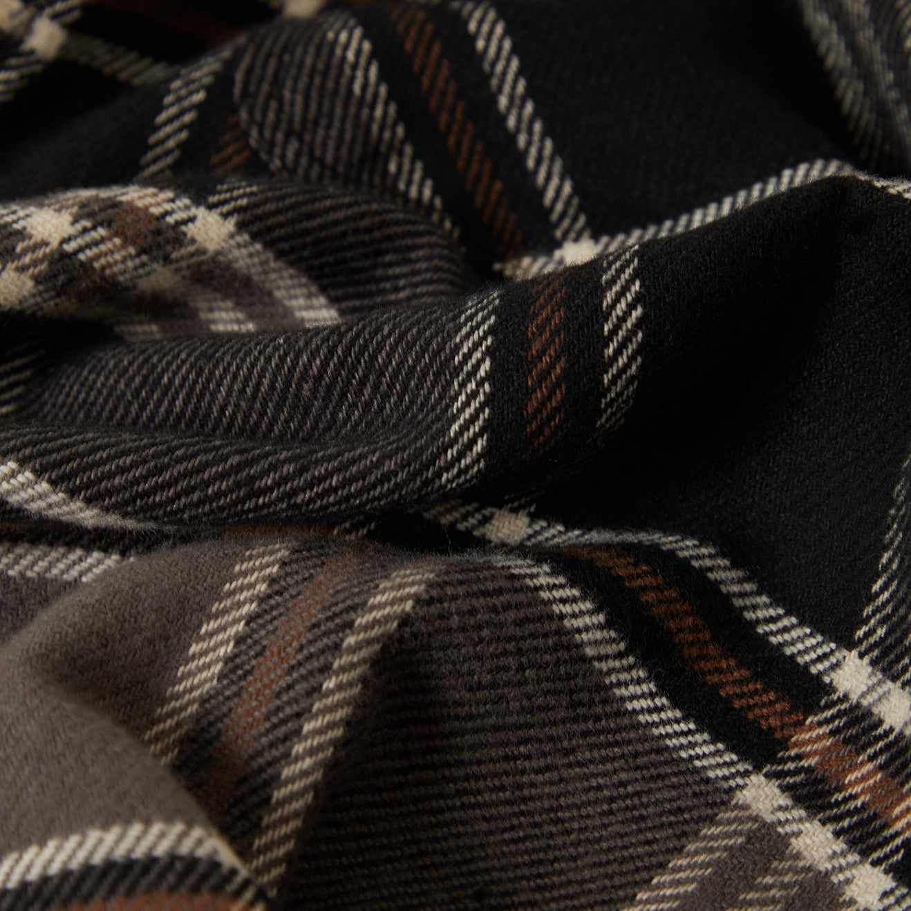 Brixton - Bowery L/S Flannel - Black / Charcoal / Pinecone