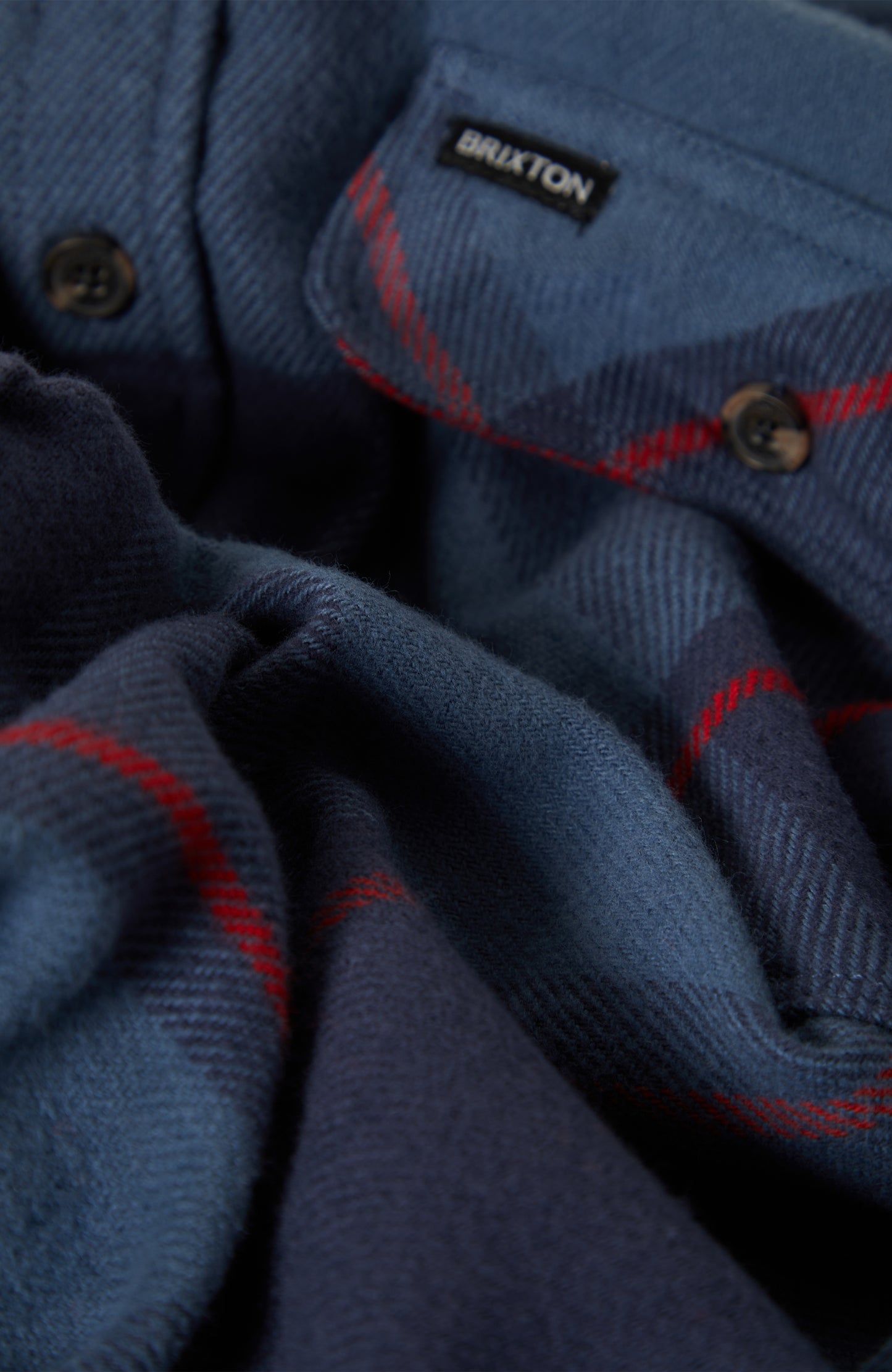 Brixton - Bowery L/S Flannel - Bering Sea / Mood Indigo / Adrenal