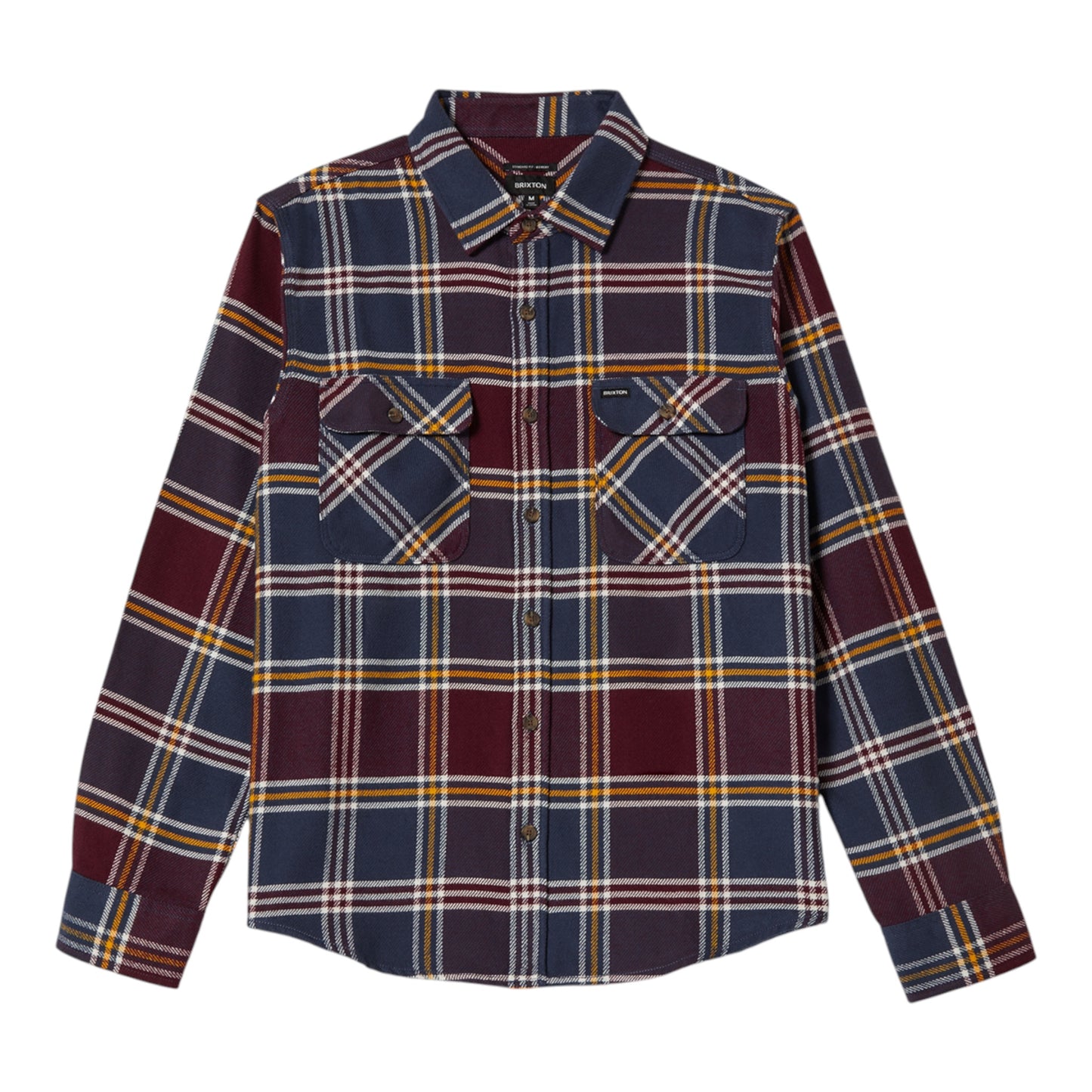 Brixton - Bowery L/S Flannel - Mood Indigo / Port / Saffron