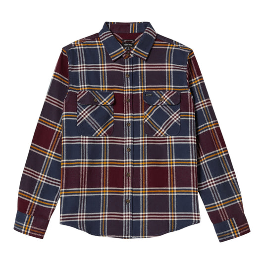 Brixton - Bowery L/S Flannel - Mood Indigo / Port / Saffron