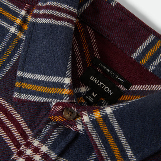 Brixton - Bowery L/S Flannel - Mood Indigo / Port / Saffron