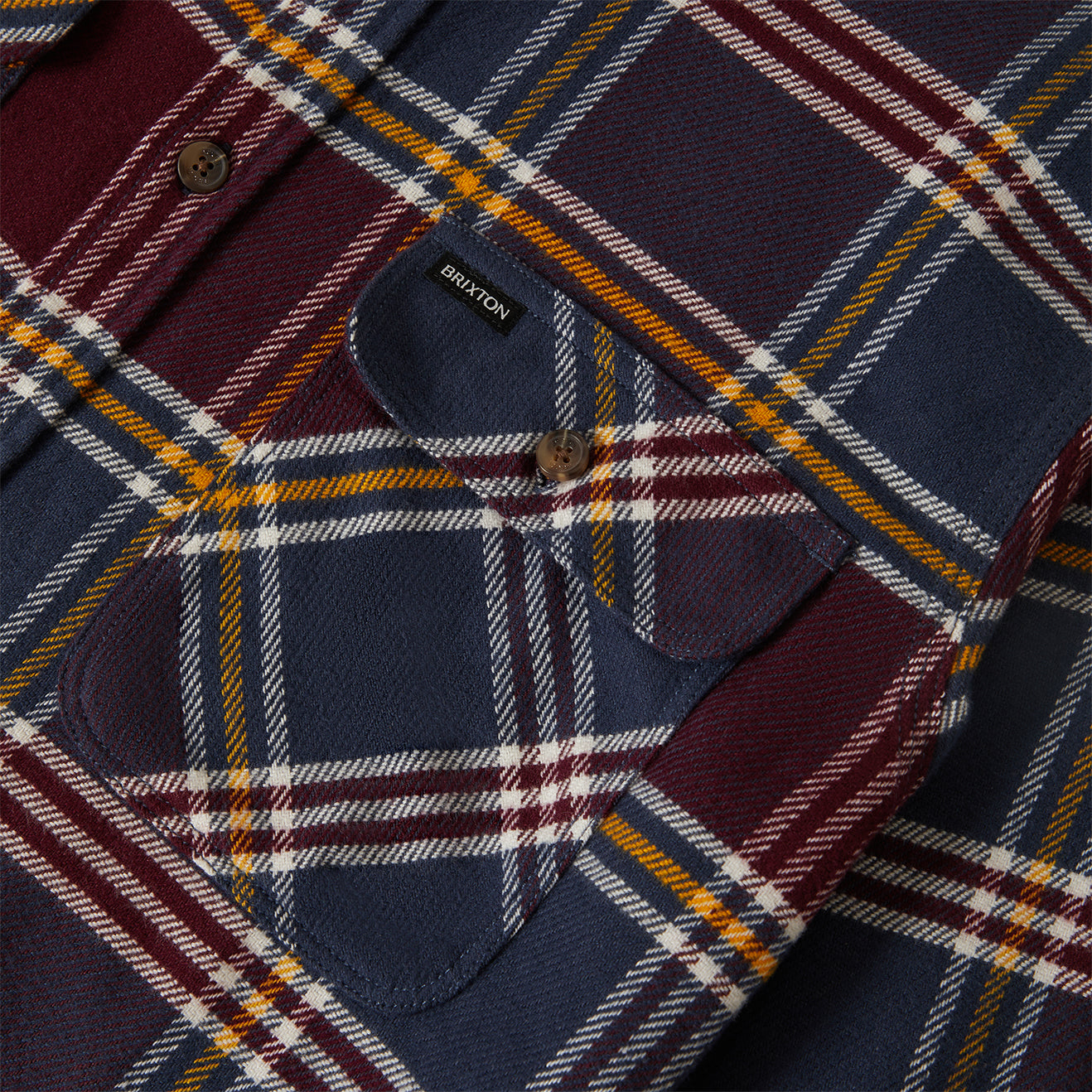 Brixton - Bowery L/S Flannel - Mood Indigo / Port / Saffron