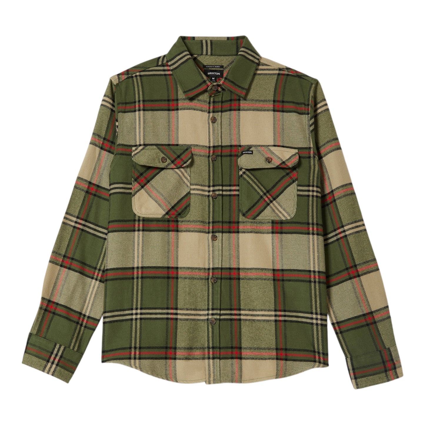 Brixton - Bowery L/S Flannel - Wild Green / Elm / Adrenaline Rush