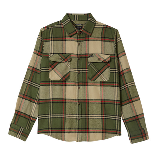 Brixton - Bowery L/S Flannel - Wild Green / Elm / Adrenaline Rush