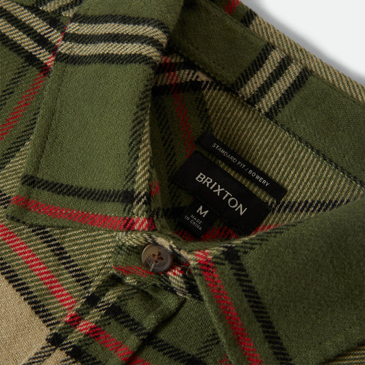 Brixton - Bowery L/S Flannel - Wild Green / Elm / Adrenaline Rush
