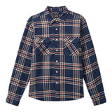 Brixton - Bowery L/S Flannel - Washed Navy / Off White / Terracotta