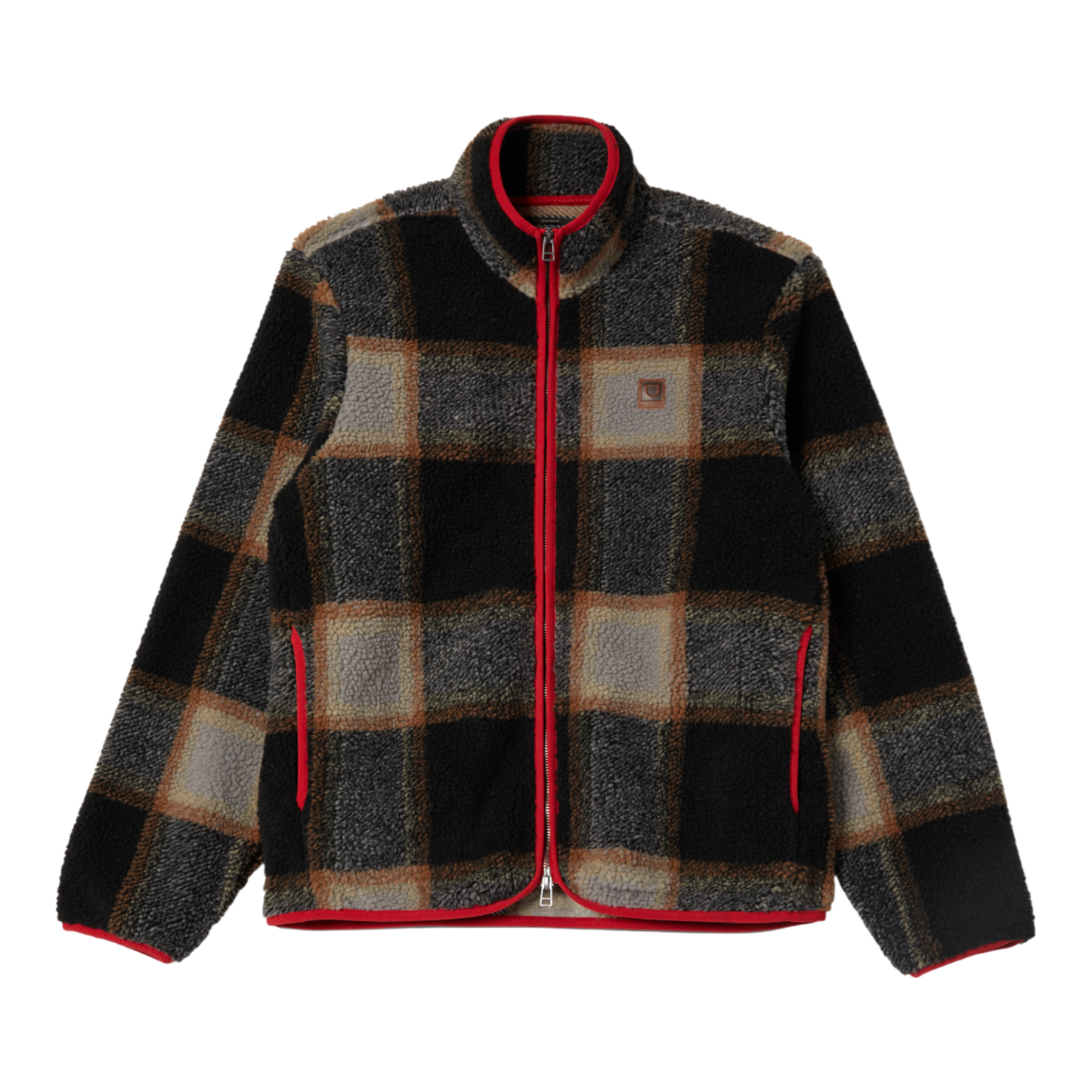 Brixton - Buffalo Plaid Sherpa Fleece Jacket - Black / Cream
