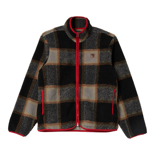 Brixton - Buffalo Plaid Sherpa Fleece Jacket - Black / Cream