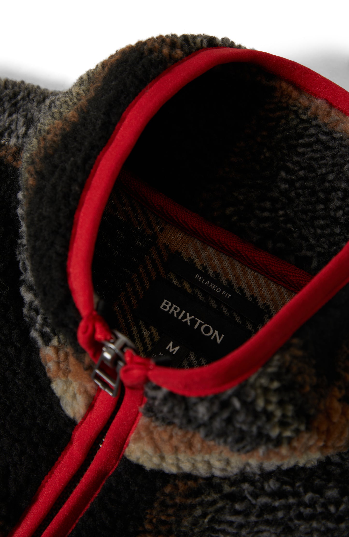 Brixton - Buffalo Plaid Sherpa Fleece Jacket - Black / Cream