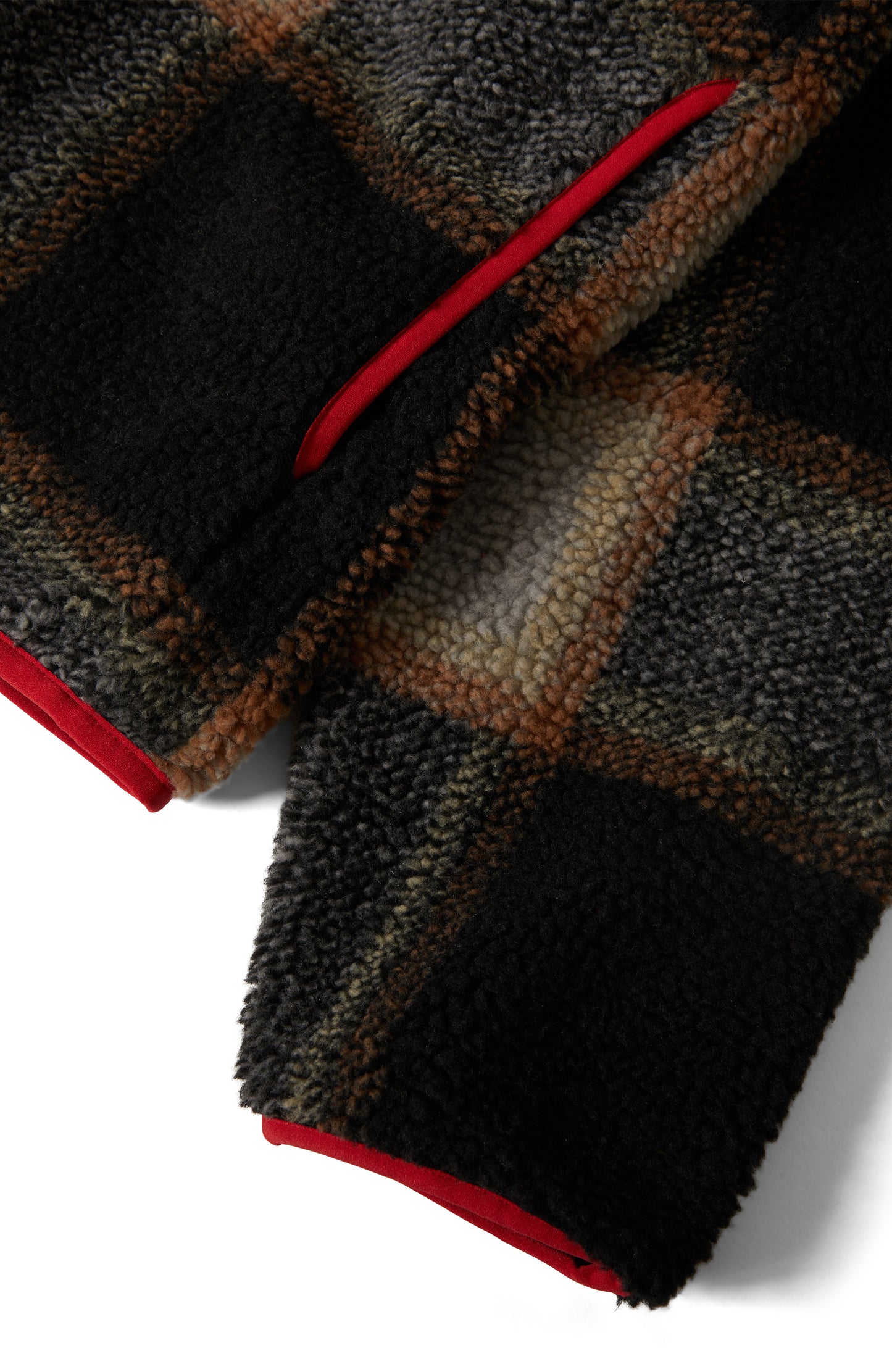 Brixton - Buffalo Plaid Sherpa Fleece Jacket - Black / Cream