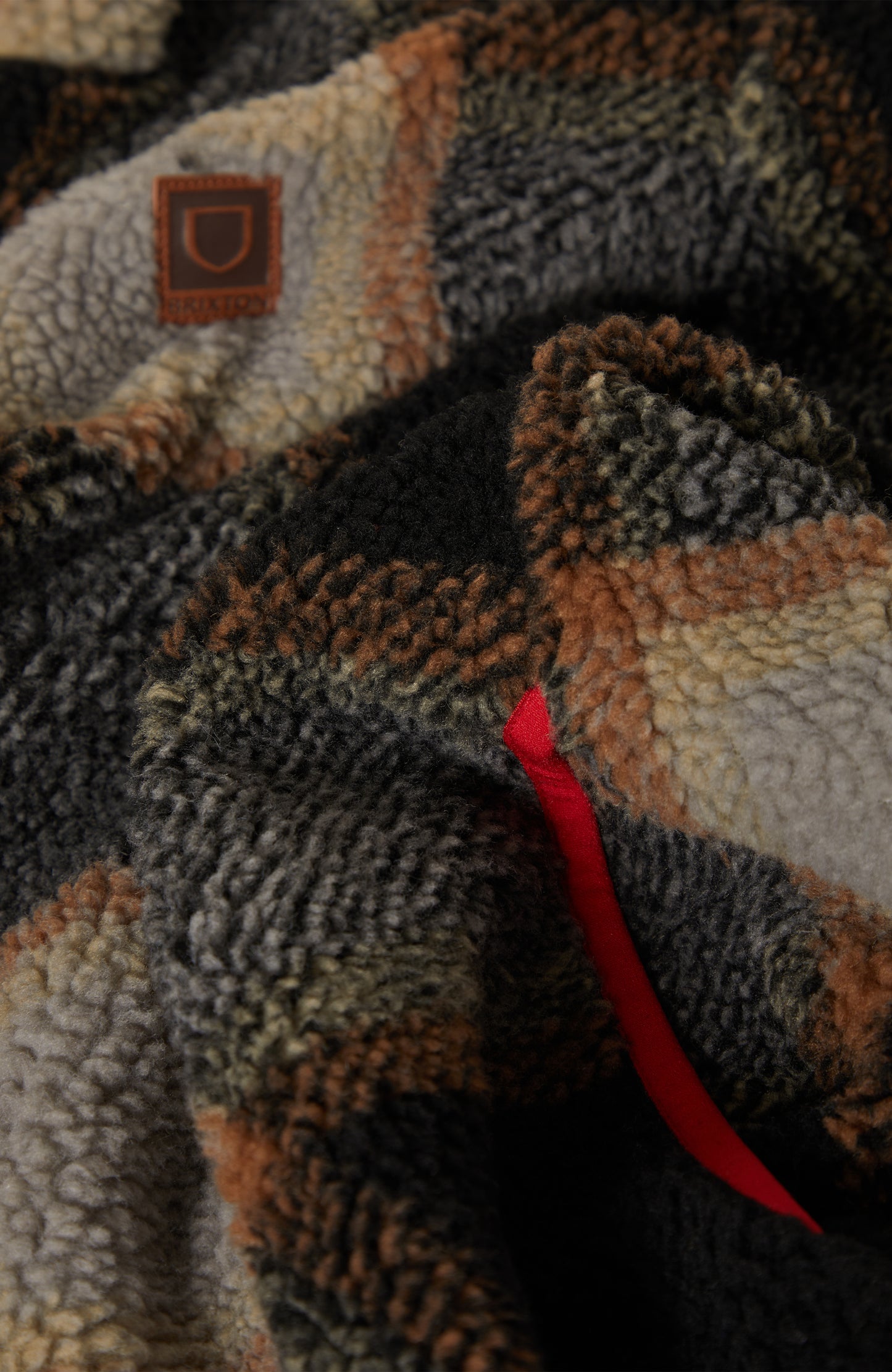 Brixton - Buffalo Plaid Sherpa Fleece Jacket - Black / Cream