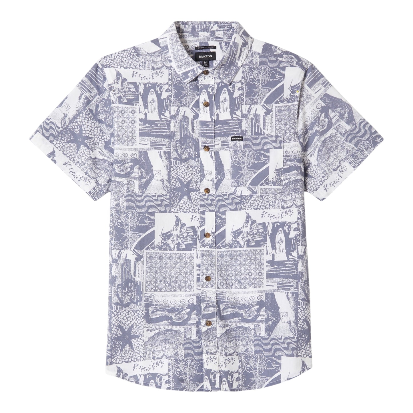 Brixton - Charter Print S/S Shirt -Navy / White Collage