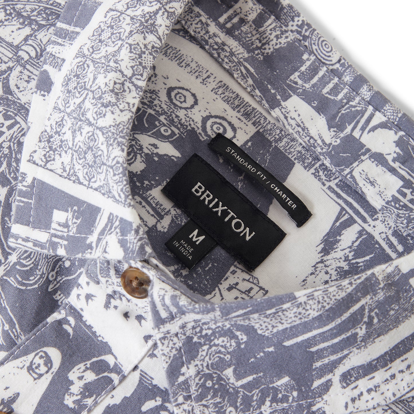 Brixton - Charter Print S/S Shirt -Navy / White Collage