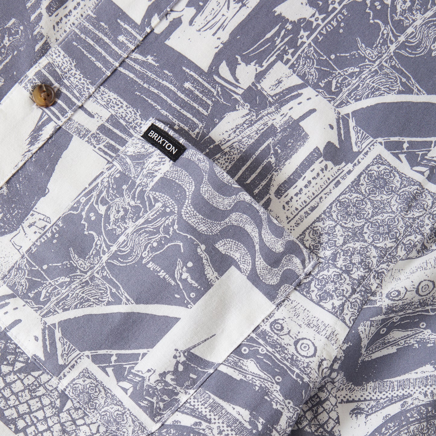 Brixton - Charter Print S/S Shirt -Navy / White Collage