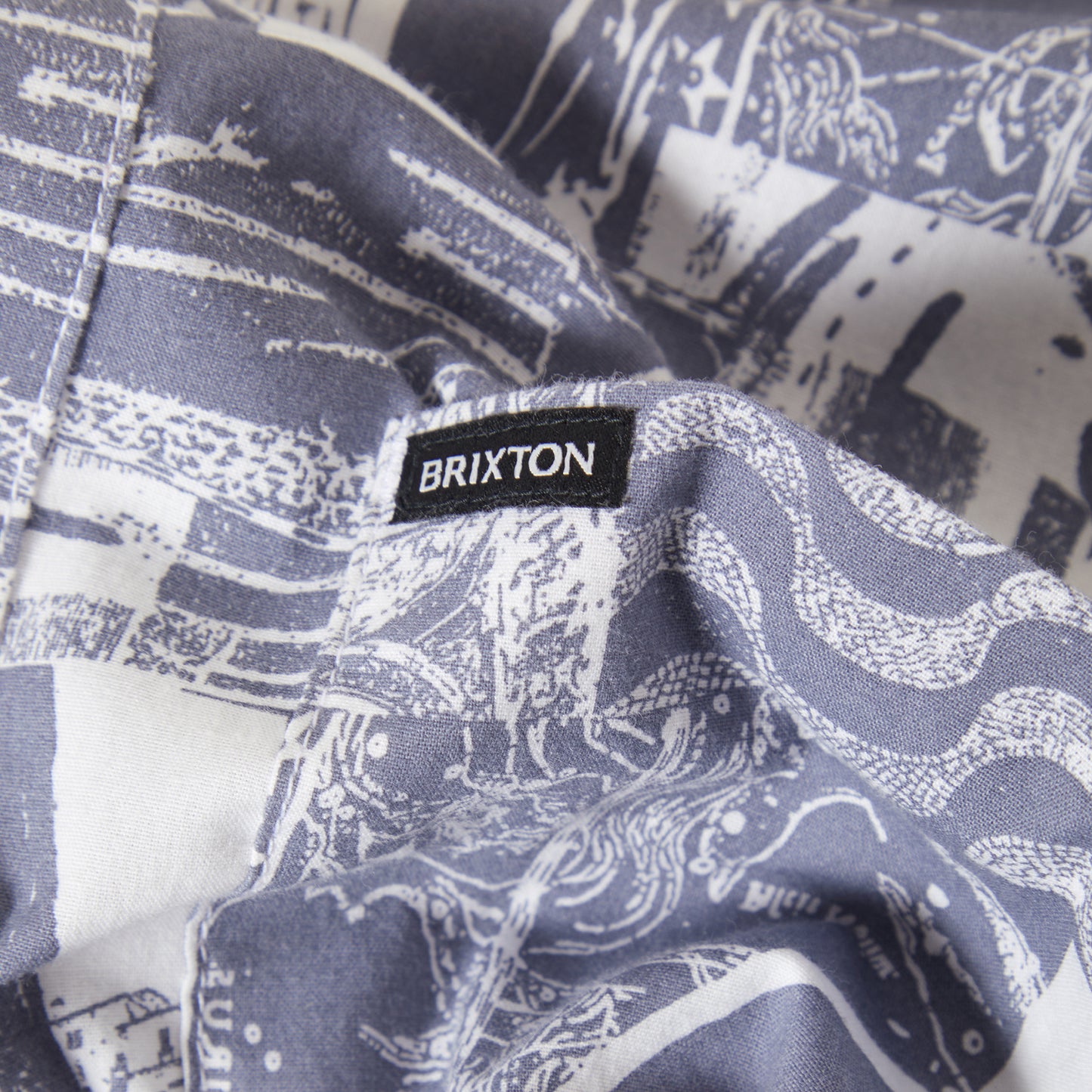 Brixton - Charter Print S/S Shirt -Navy / White Collage