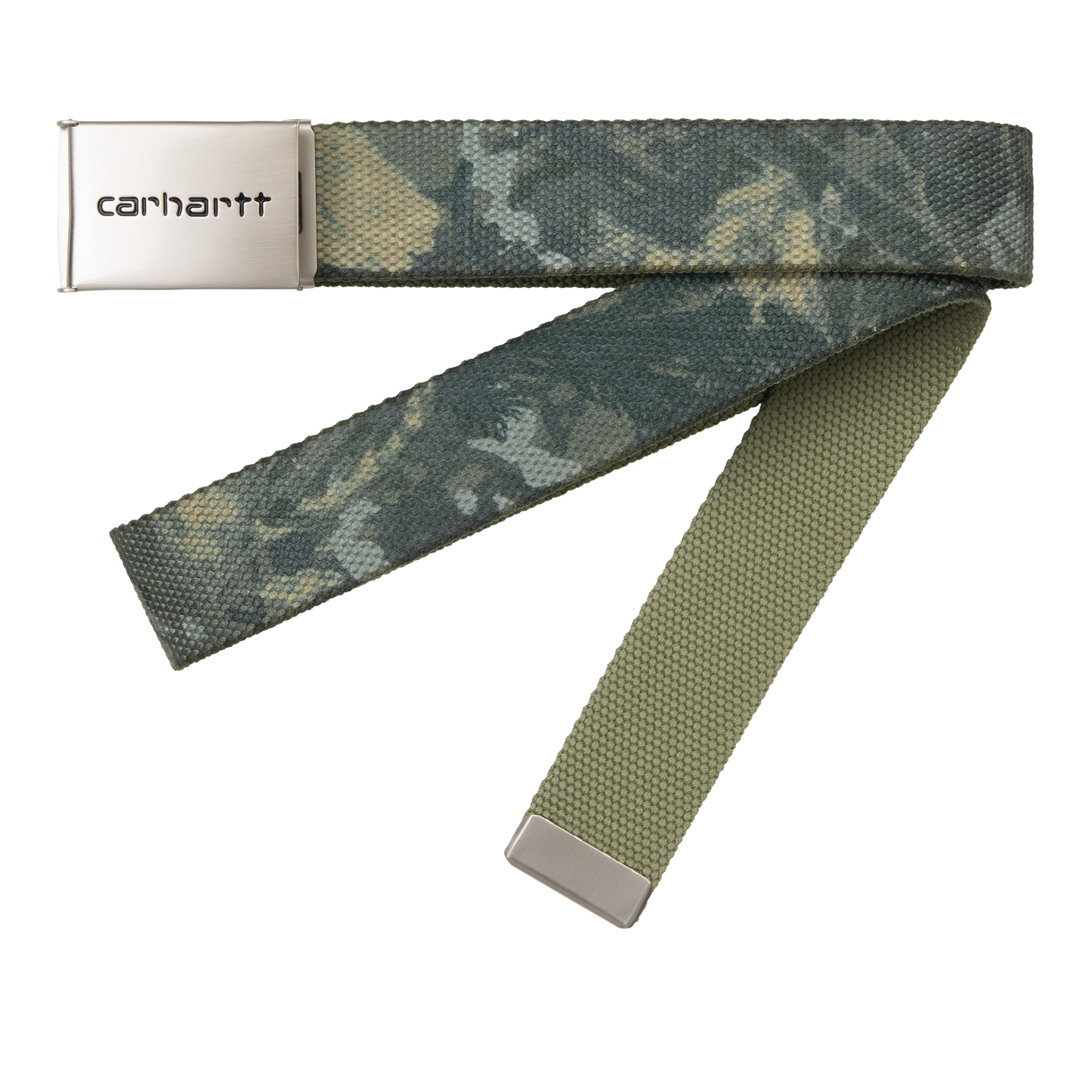 Carhartt WIP Clip Belt Chrome - Camo Combi, Green