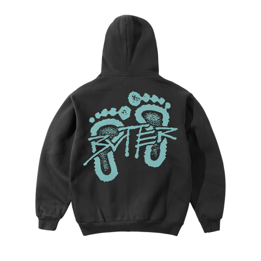 Butter Goods - Footprints Pullover Hood - Charcoal