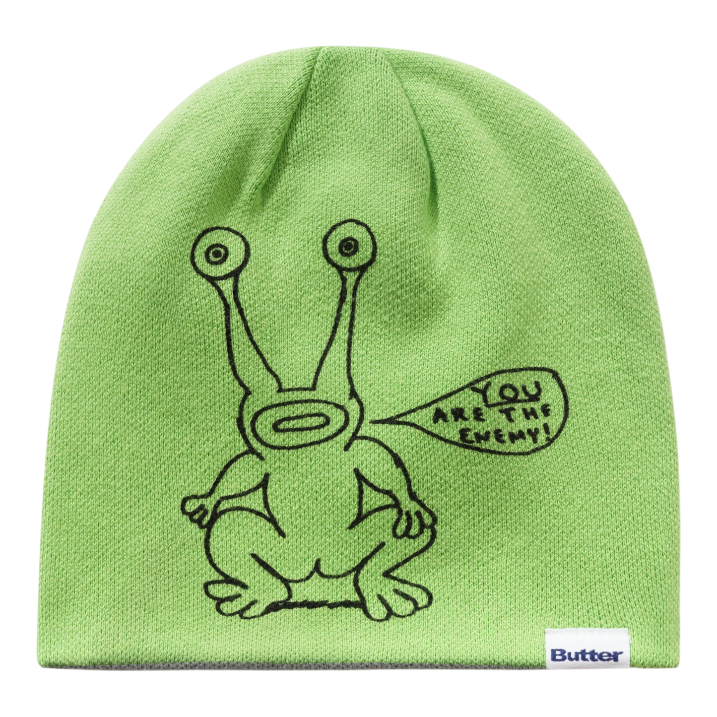 Butter Goods X Daniel Johnson - Frog Reversible Beanie - Lime / Grey