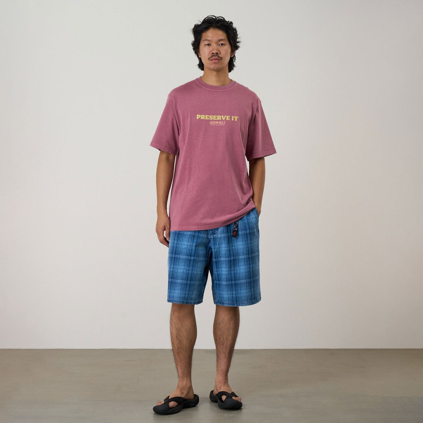 Gramicci Pigment Dyed Footprints Tee - Red Pigment