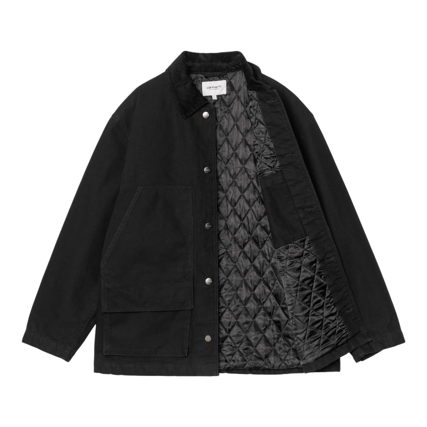 Carhartt WIP Landers Coat - Black / Black, Stone Washed