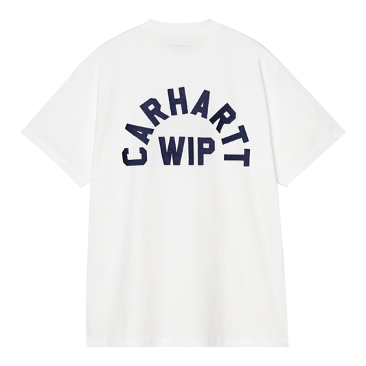 Carhartt WIP S/S Arch Script T-Shirt - White / Dark Navy