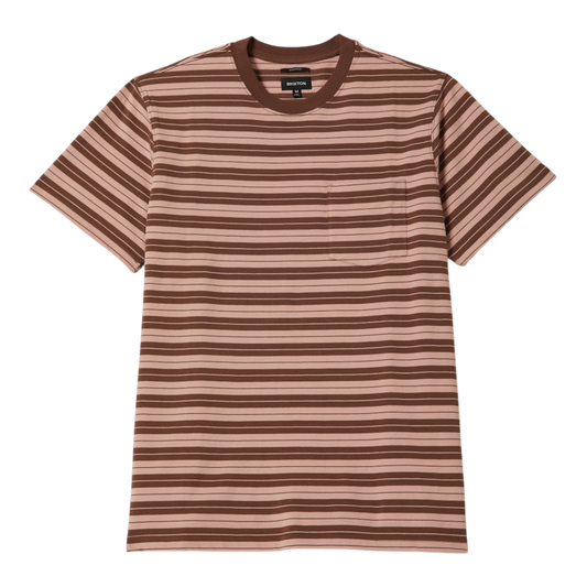 Brixton Nova Stripe S/S T-Shirt - Pinecone Brown / Silver Pink Worn Wash