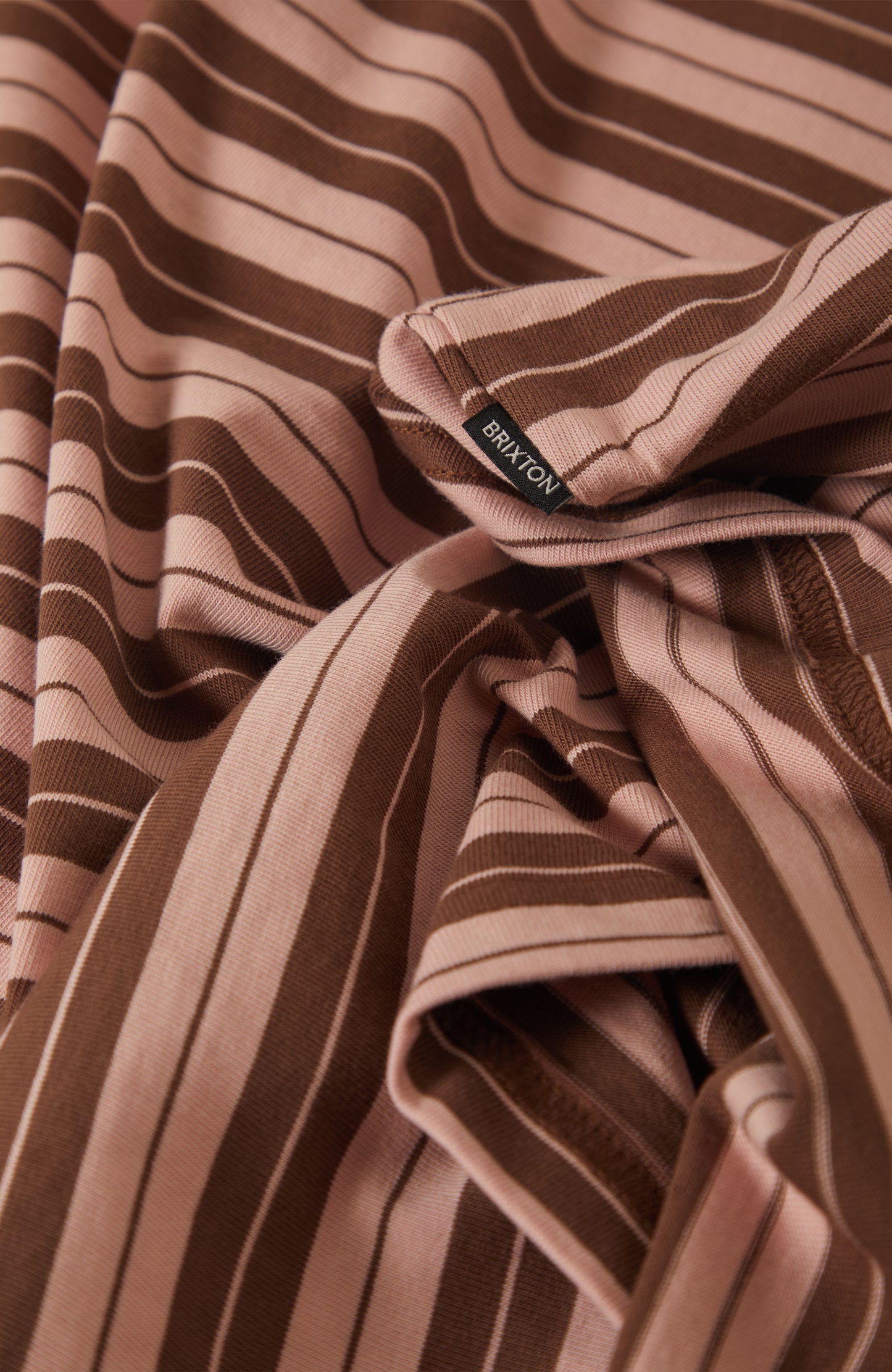 Brixton Nova Stripe S/S T-Shirt - Pinecone Brown / Silver Pink Worn Wash