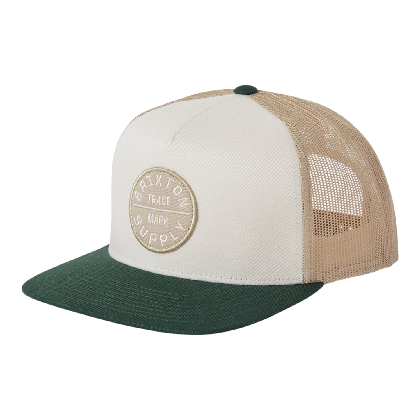 Brixton Oath MP Trucker Cap - Off White / Primal Green / Sand