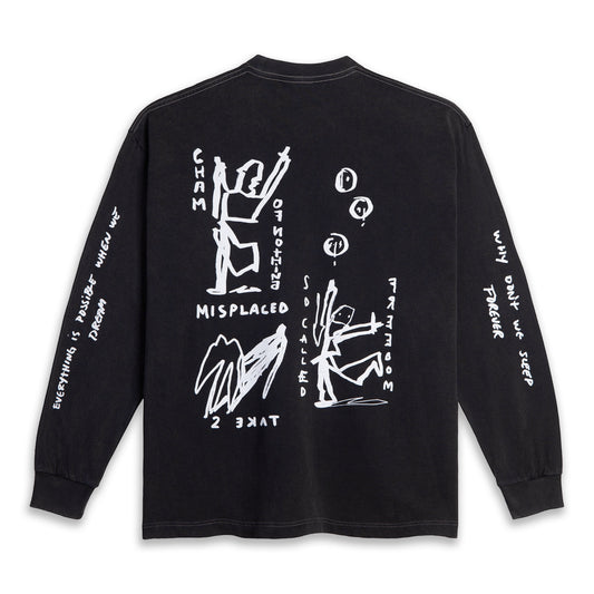 Polar Skate Co - On Repeat Long Sleeve - Silver Black