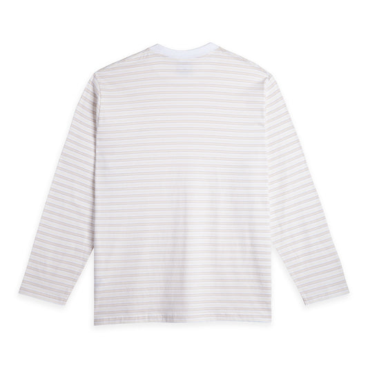 Polar Skate Co - Stripe L/S Tee - White/Taupe