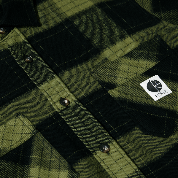 Polar Skate Co - Mike LS Shirt Flannel - Black / Army Green