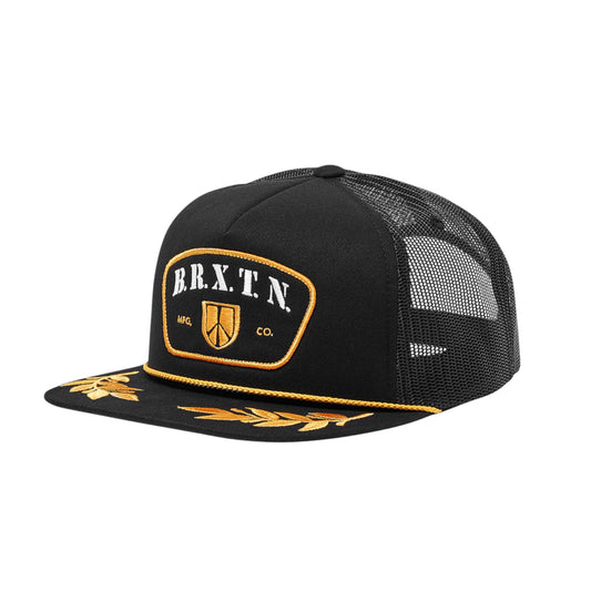 Brixton Peace Shield MP Trucker Hat, Black/Black