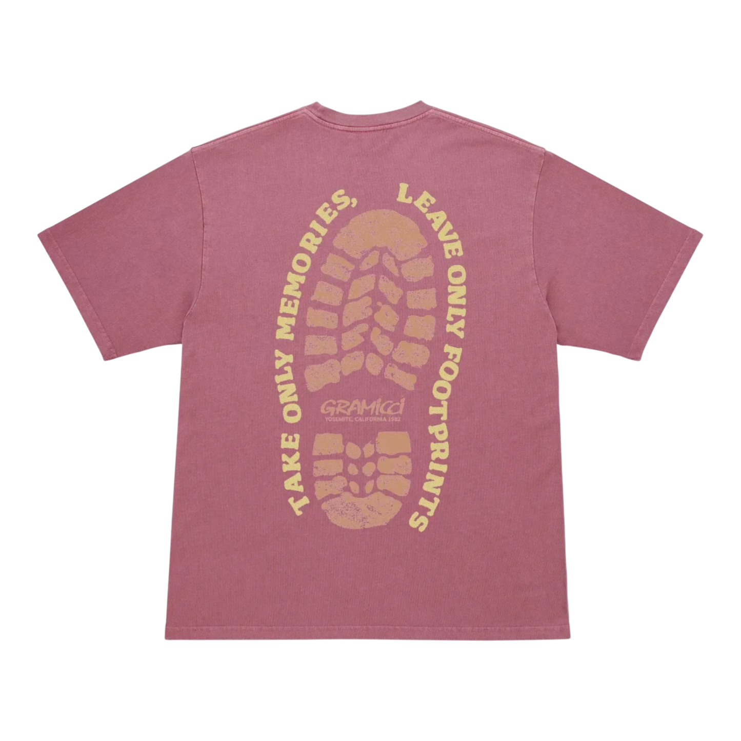 Gramicci Pigment Dyed Footprints Tee - Red Pigment